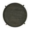 Charcoal finish round side table with tray top and dark brass frame