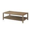 Rectangular wooden coffee table with lower shelf