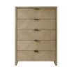 Five drawer tall chest with modern parquet inlay design