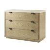 Light brown chest of drawers with concrete style top and three drawers