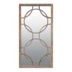 Rectangular wall mirror with wooden circular details