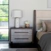 Brown and grey 2-drawer bedside table