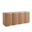 Ribbed finish sideboard with four beautifully crafted, curved doors and containing six adjustable shelves.