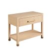 Single drawer bedside table with lower shelf in elegant light wood finish