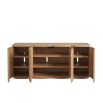 Ribbed finish sideboard with four beautifully crafted, curved doors and containing six adjustable shelves.