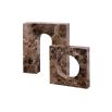 Rich brown marble sculpture in elegant curve design