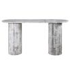 Black and white marble console table with pillar-like legs