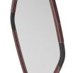 Diamond mirror wrapped in oxblood leather with bronze accents