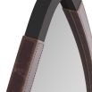 Diamond mirror wrapped in oxblood leather with bronze accents