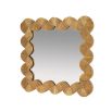 Square mirror with a thick gold scalloped frame