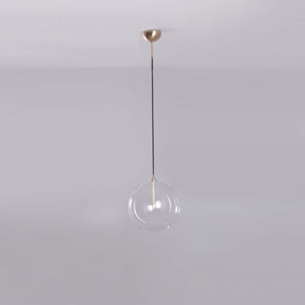 Ex-Display Glass Globe Pendant - Natural Brass