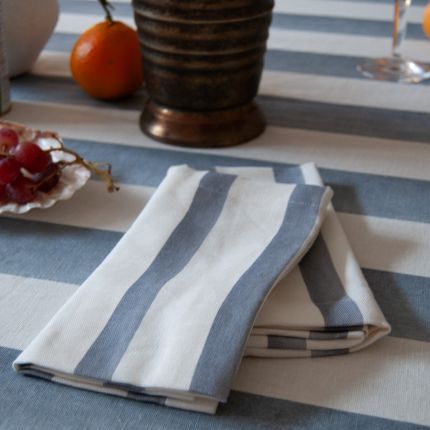 Striped Linen Napkin - Blue - Set of 4