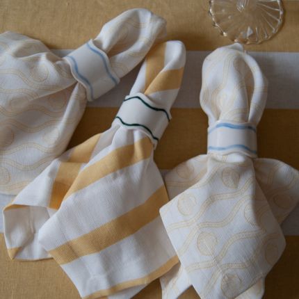 Striped Linen Napkin - Yellow - Set of 4