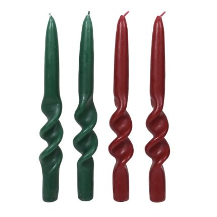 Holly Dinner Candles - Set of 4